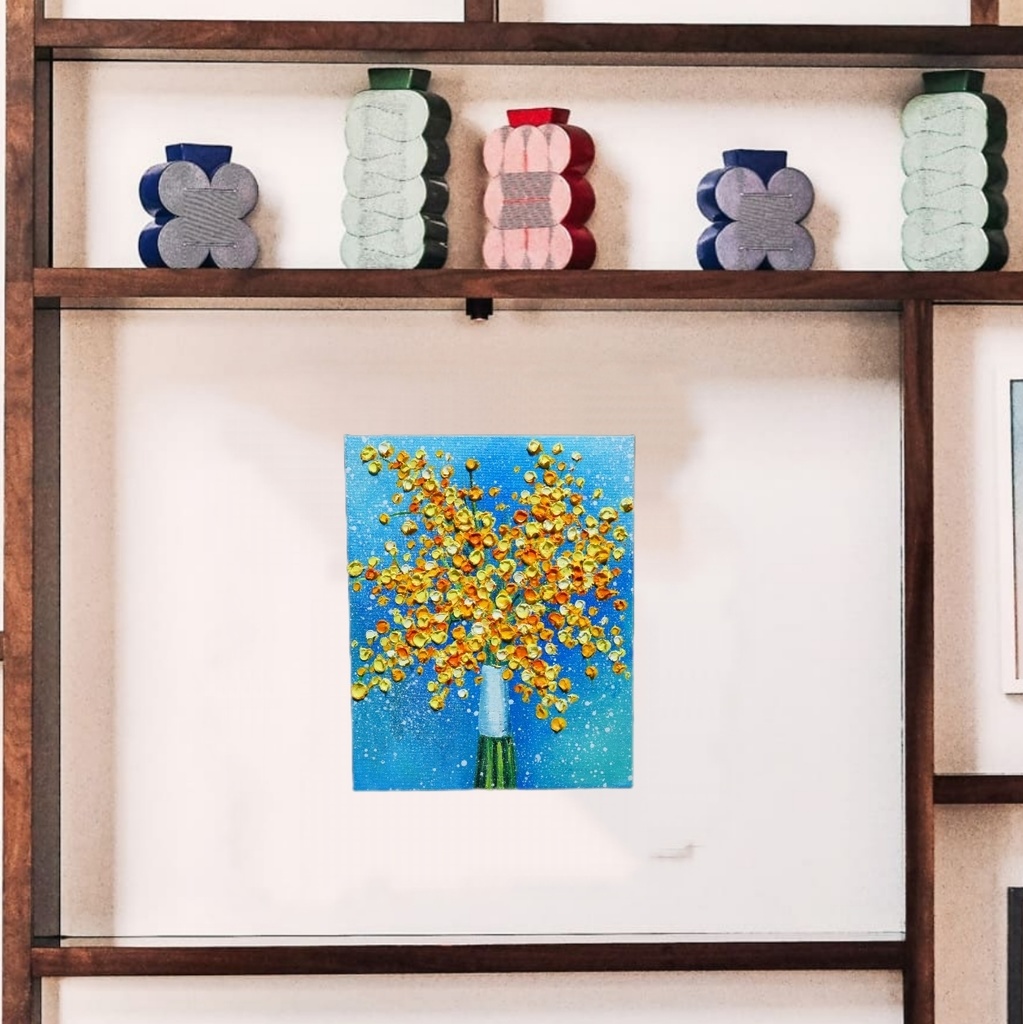 油絵 油彩 油彩画 絵画 【ミモザブーケ】