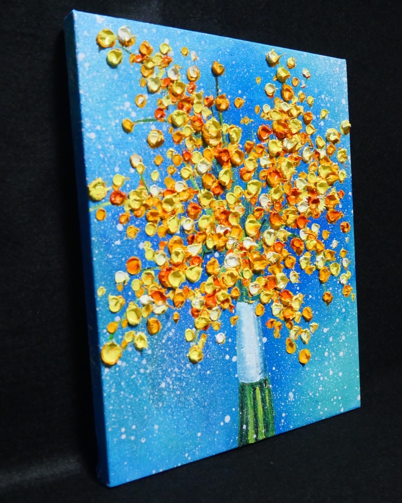 油絵 油彩 油彩画 絵画 【ミモザブーケ】