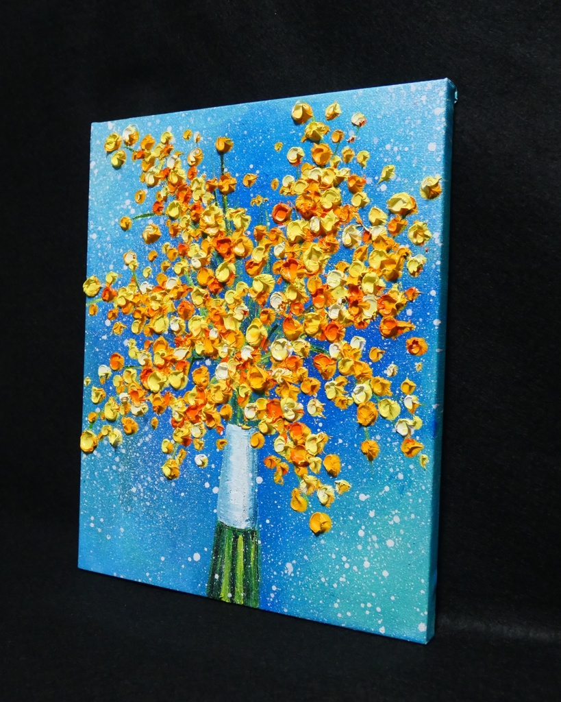 油絵 油彩 油彩画 絵画 【ミモザブーケ】