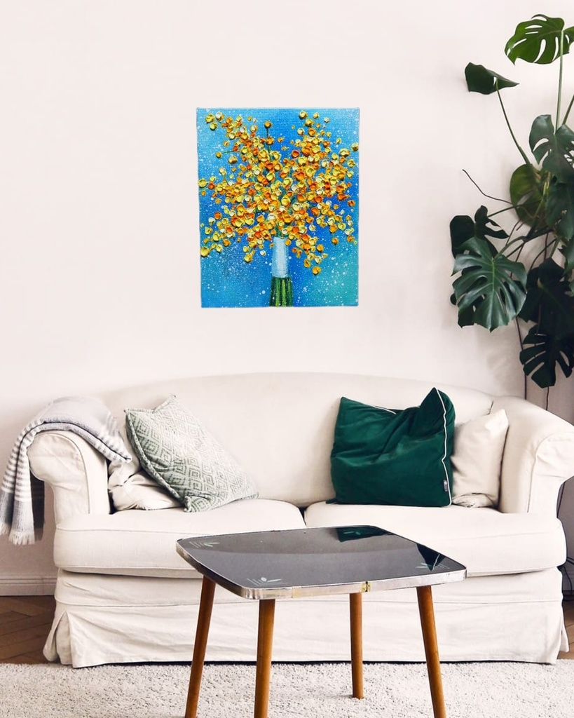 油絵 油彩 油彩画 絵画 【ミモザブーケ】