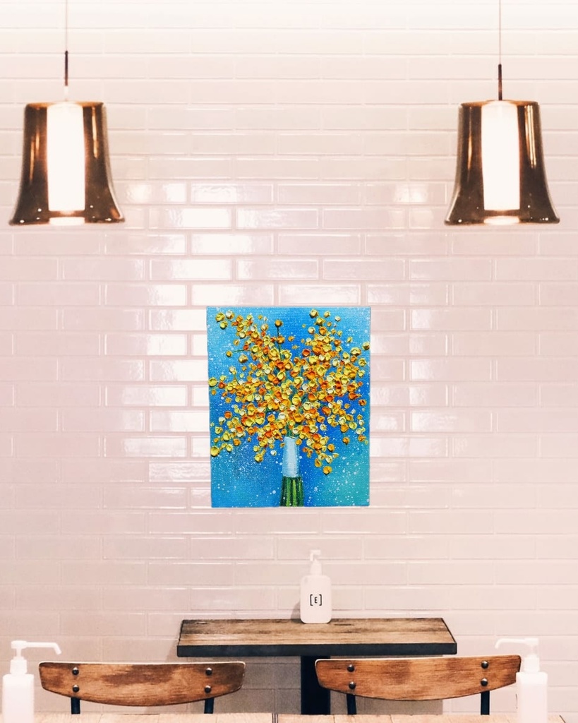 油絵 油彩 油彩画 絵画 【ミモザブーケ】