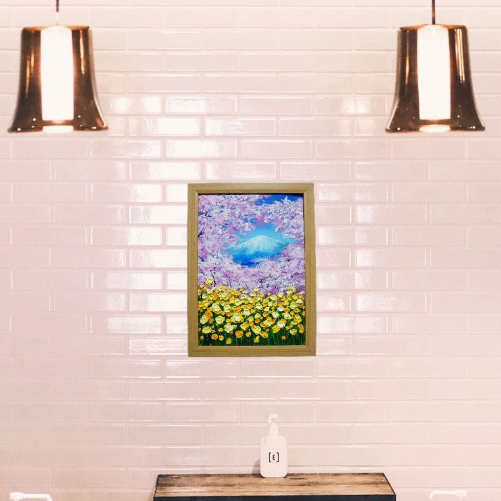 油絵 油彩 油彩画 絵 絵画 【桜と富士山と菜の花】