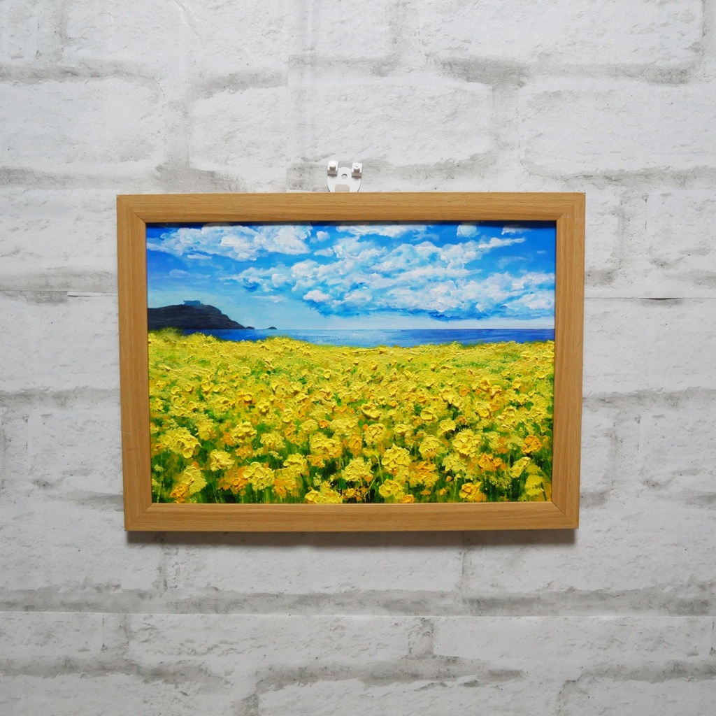 油絵 油彩 油彩画 絵 絵画 【春の島】