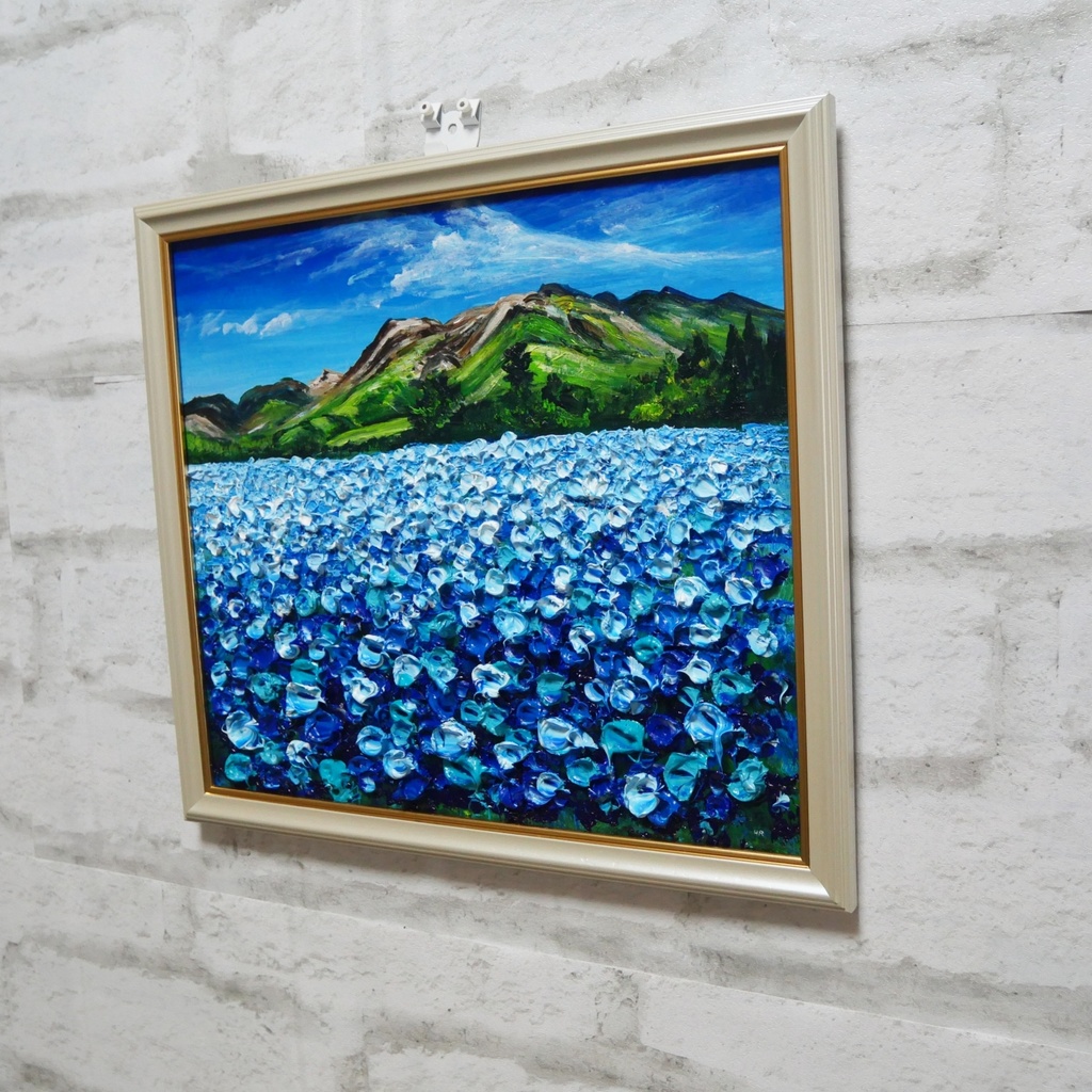 油絵 油彩 油彩画 絵 絵画 【Nemophila field】
