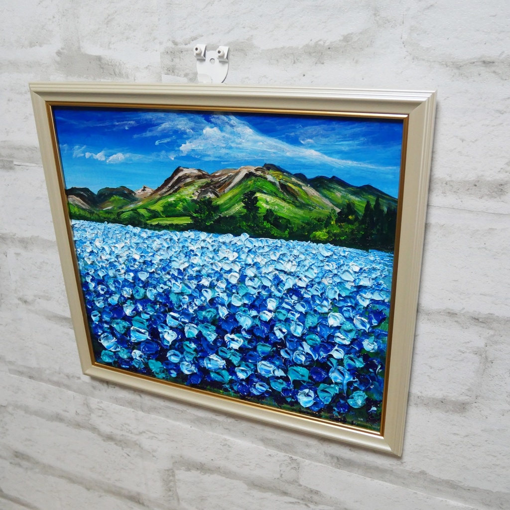油絵 油彩 油彩画 絵 絵画 【Nemophila field】