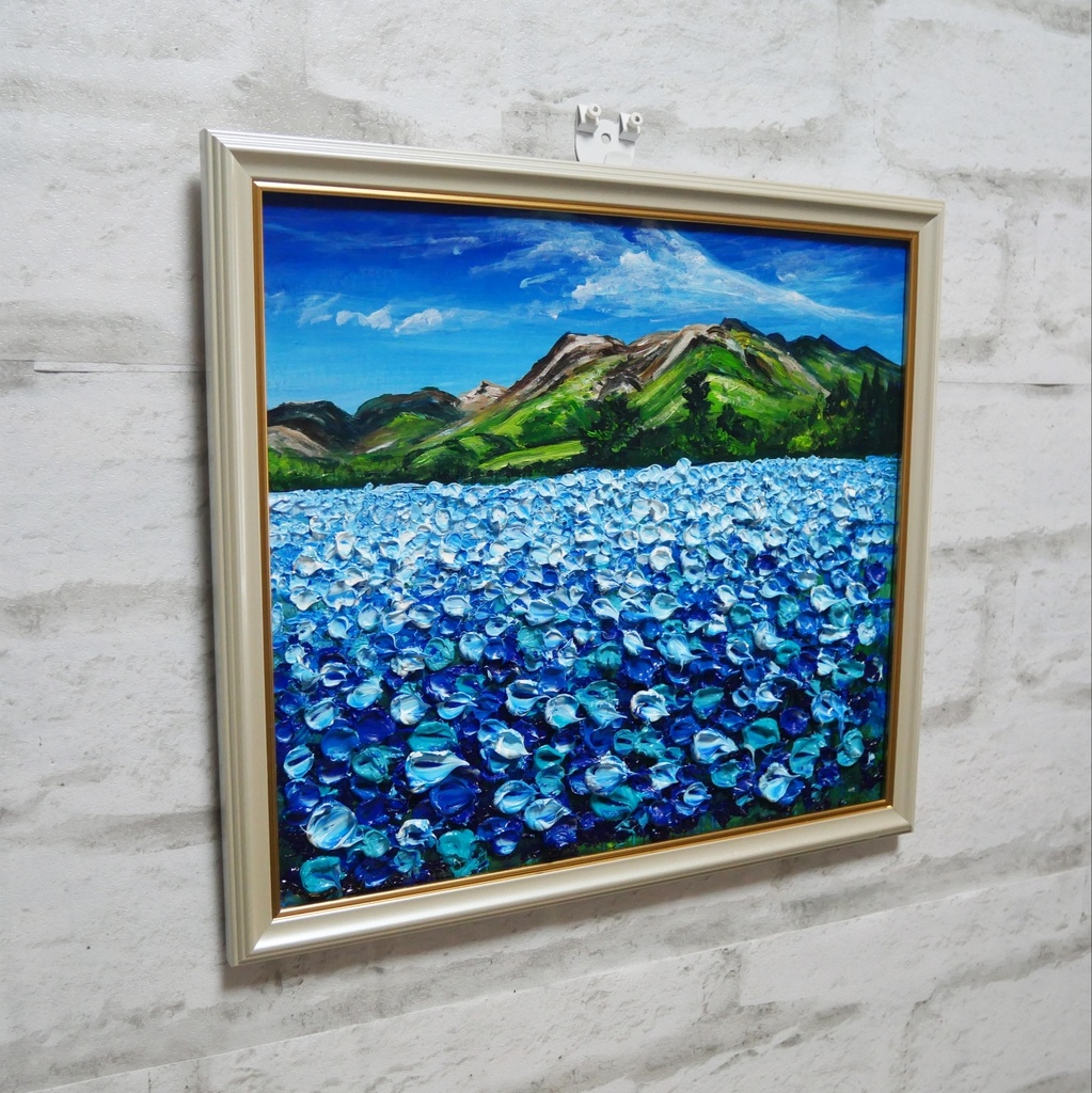 油絵 油彩 油彩画 絵 絵画 【Nemophila field】