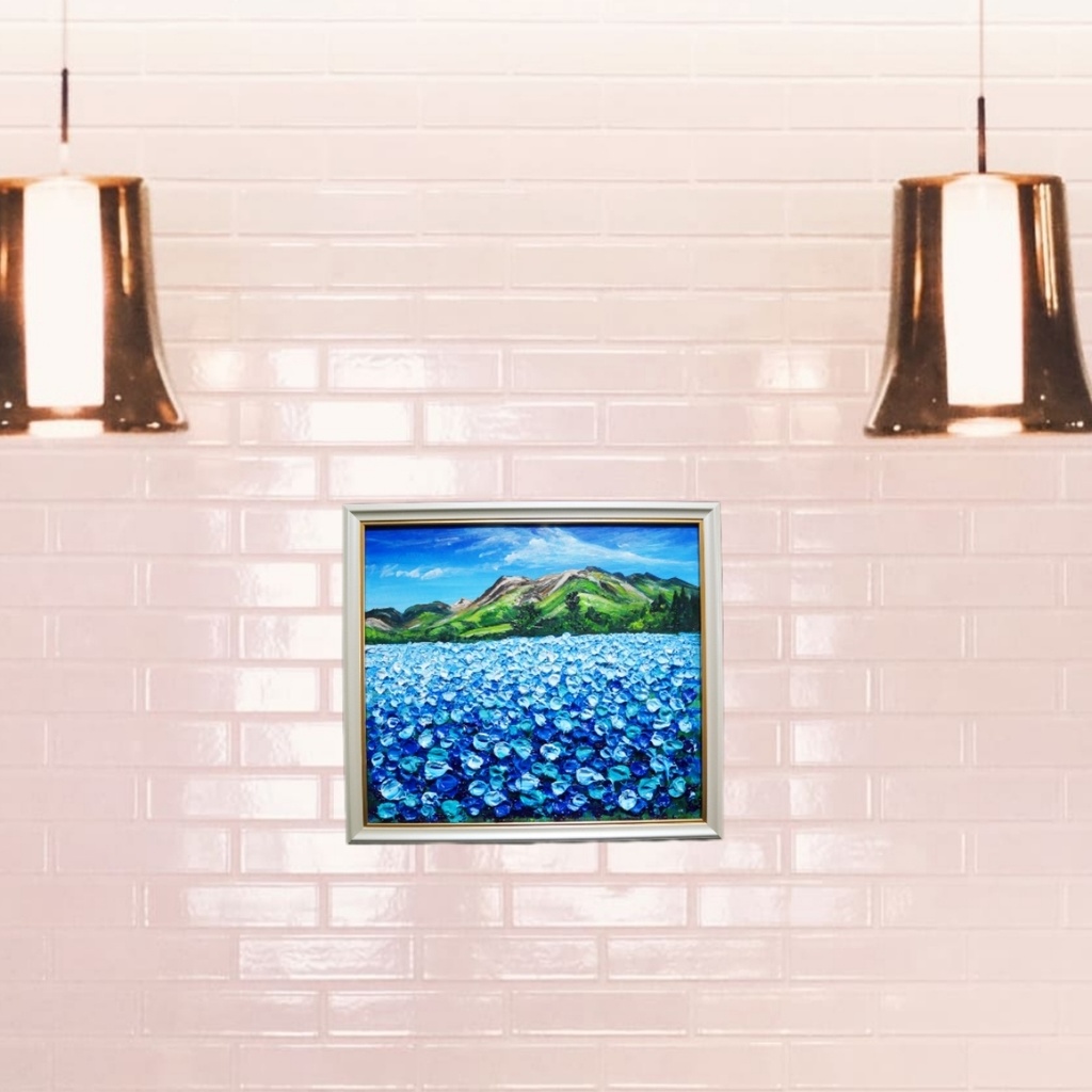 油絵 油彩 油彩画 絵 絵画 【Nemophila field】