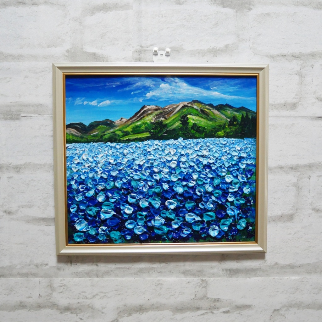 油絵 油彩 油彩画 絵 絵画 【Nemophila field】