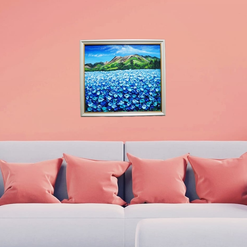 油絵 油彩 油彩画 絵 絵画 【Nemophila field】