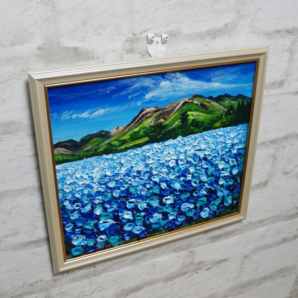 油絵 油彩 油彩画 絵 絵画 【Nemophila field】