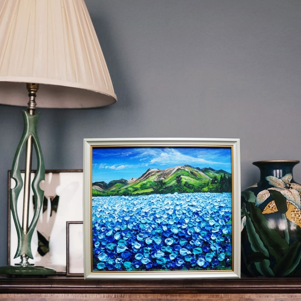 油絵 油彩 油彩画 絵 絵画 【Nemophila field】