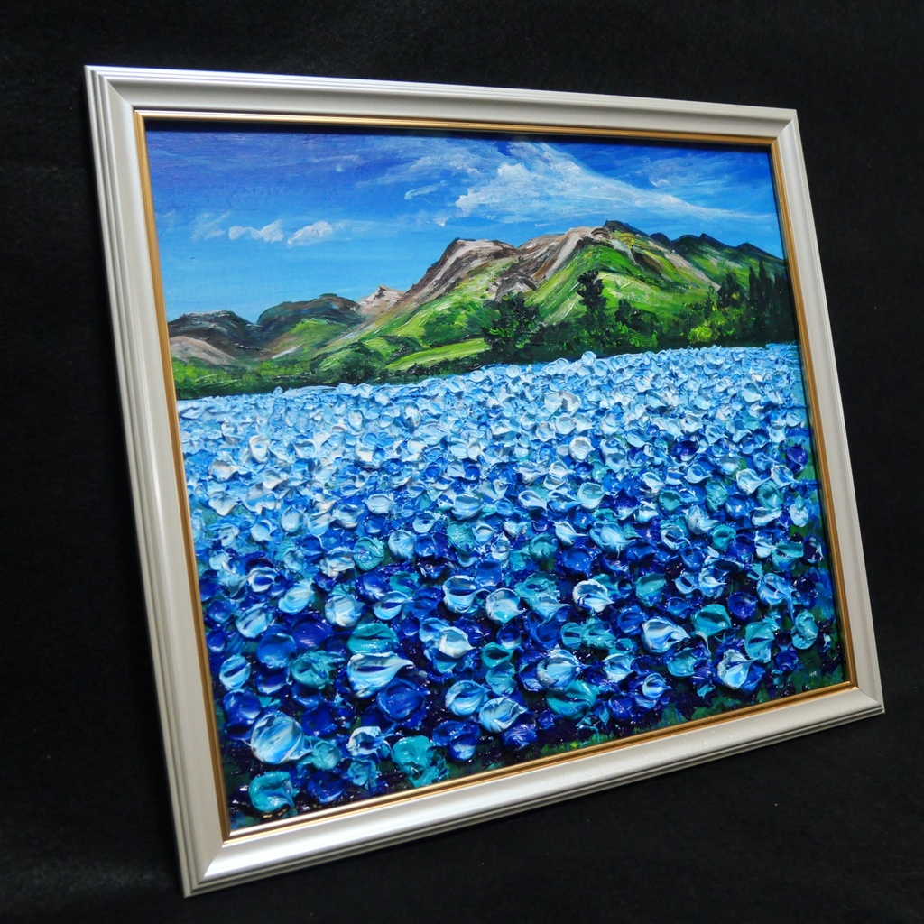 油絵 油彩 油彩画 絵 絵画 【Nemophila field】