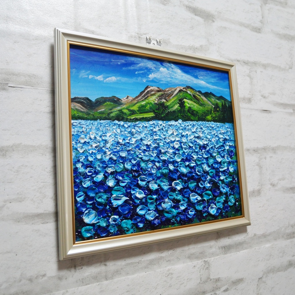 油絵 油彩 油彩画 絵 絵画 【Nemophila field】