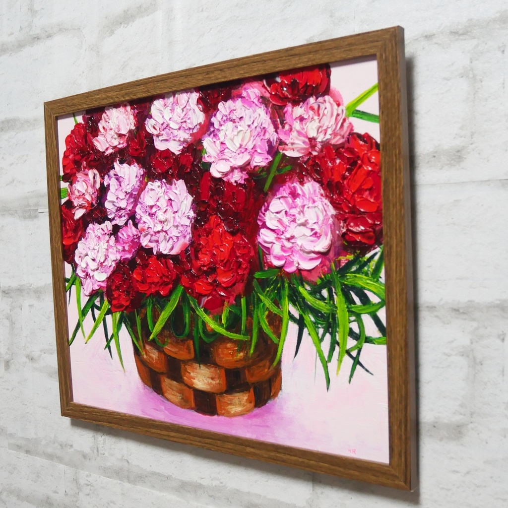 油絵 油彩 油彩画 絵 絵画【カーネーション】