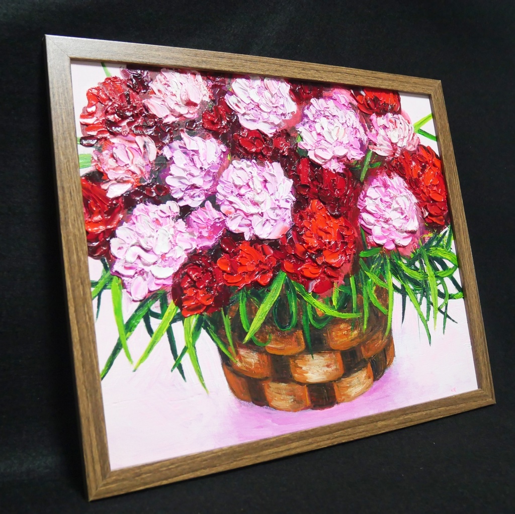油絵 油彩 油彩画 絵 絵画【カーネーション】