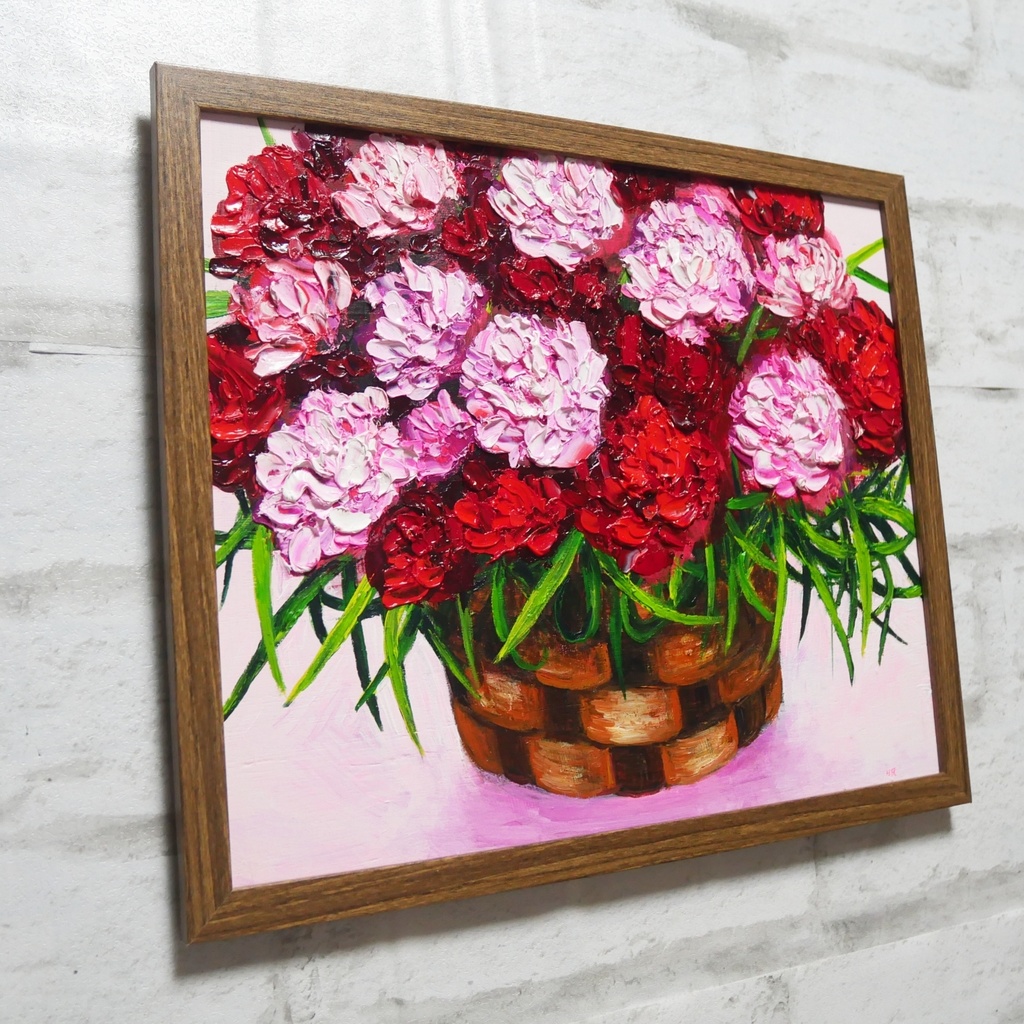 油絵 油彩 油彩画 絵 絵画【カーネーション】