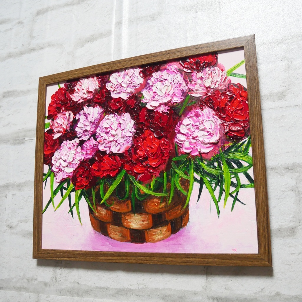 油絵 油彩 油彩画 絵 絵画【カーネーション】