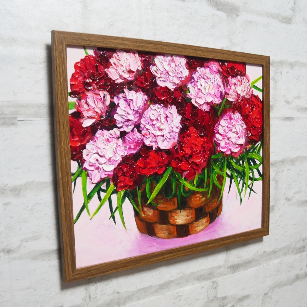 油絵 油彩 油彩画 絵 絵画【カーネーション】