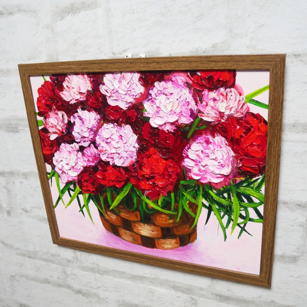 油絵 油彩 油彩画 絵 絵画【カーネーション】