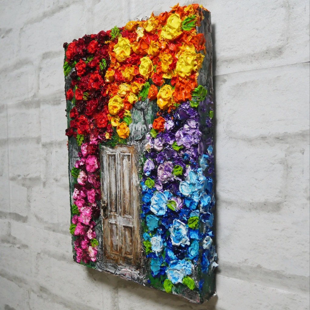 油絵 油彩 油彩画 絵画 絵【扉の先の青い世界の一本木】