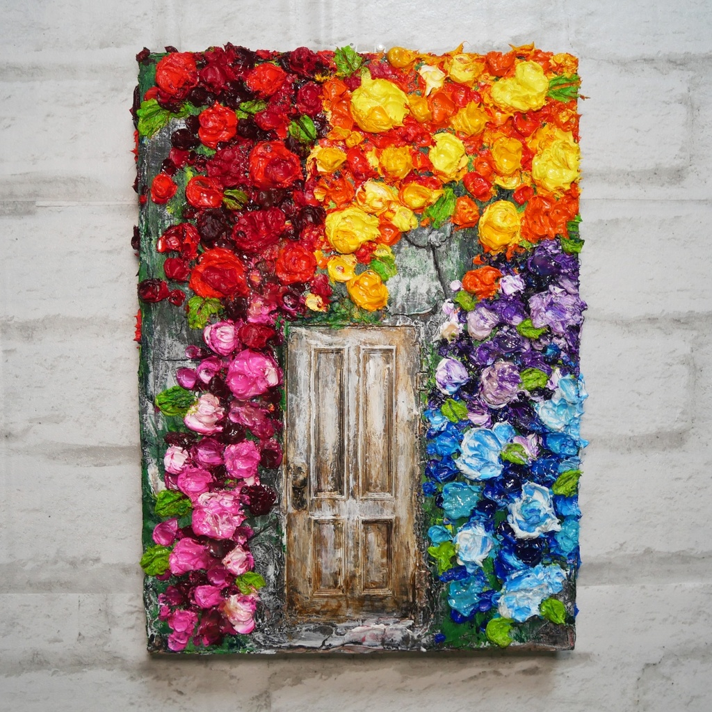 油絵 油彩 油彩画 絵画 絵【扉の先の青い世界の一本木】