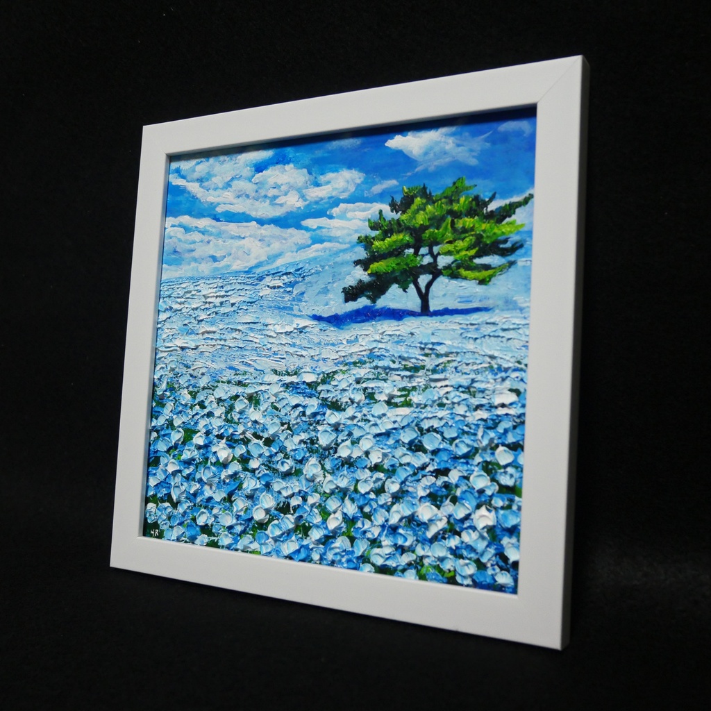 油絵 油彩 油彩画 絵画 絵 ミニ絵画 【ネモフィラの丘】