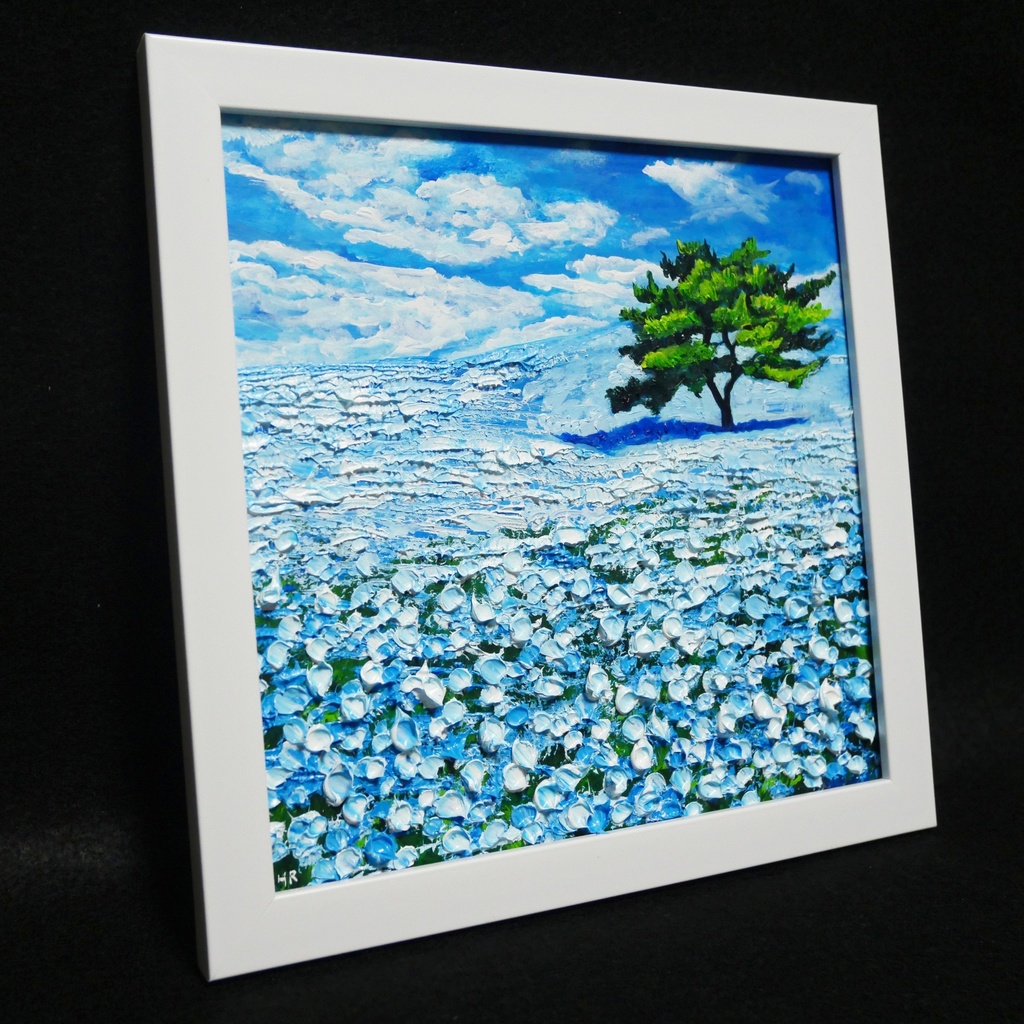 油絵 油彩 油彩画 絵画 絵 ミニ絵画 【ネモフィラの丘】