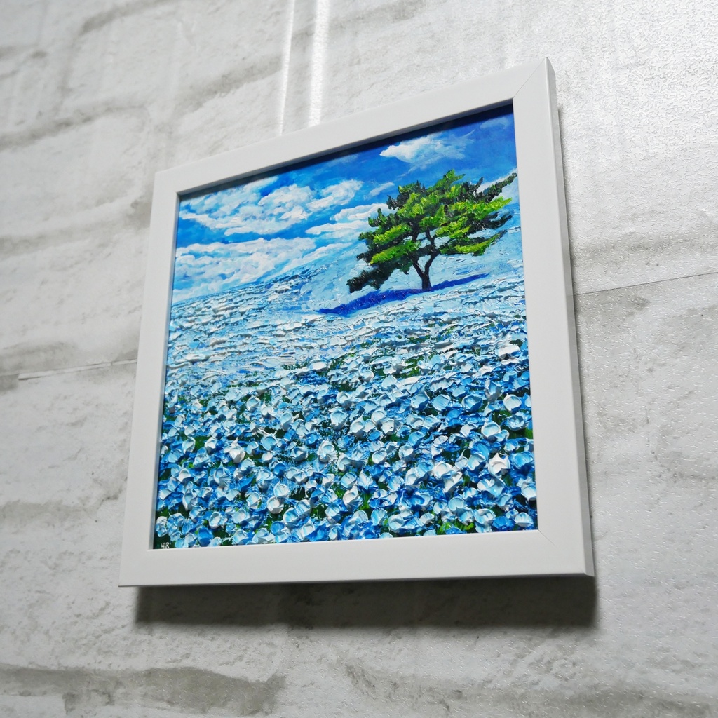 油絵 油彩 油彩画 絵画 絵 ミニ絵画 【ネモフィラの丘】