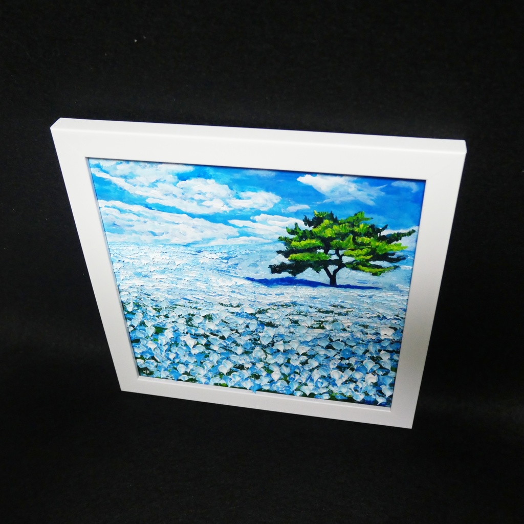 油絵 油彩 油彩画 絵画 絵 ミニ絵画 【ネモフィラの丘】