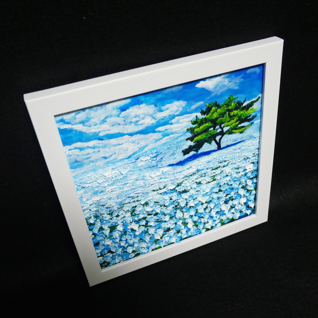 油絵 油彩 油彩画 絵画 絵 ミニ絵画 【ネモフィラの丘】