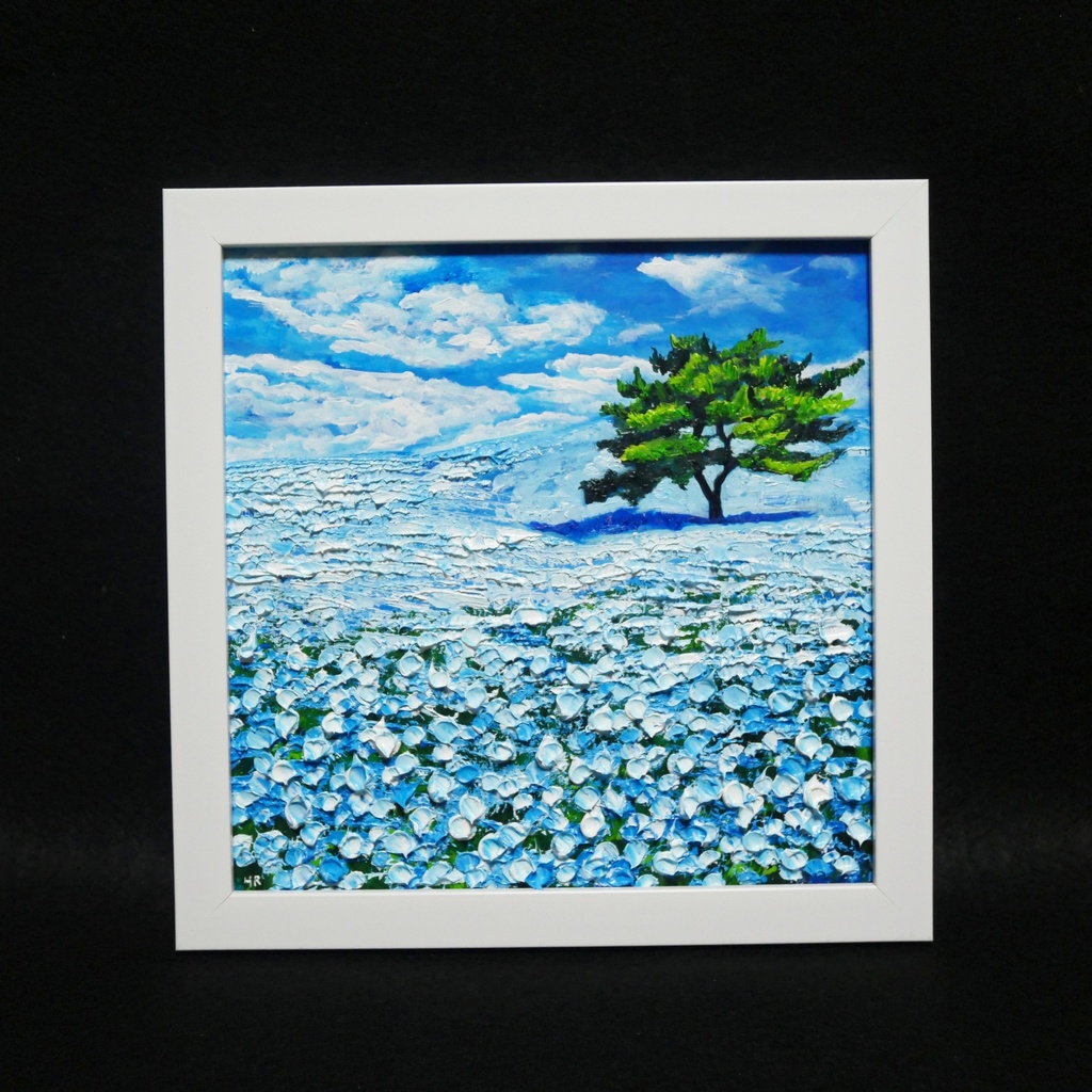 油絵 油彩 油彩画 絵画 絵 ミニ絵画 【ネモフィラの丘】