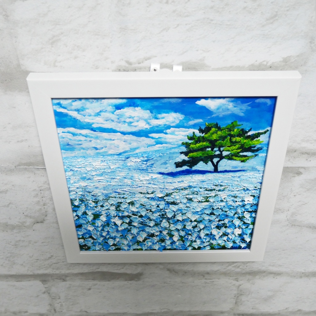 油絵 油彩 油彩画 絵画 絵 ミニ絵画 【ネモフィラの丘】