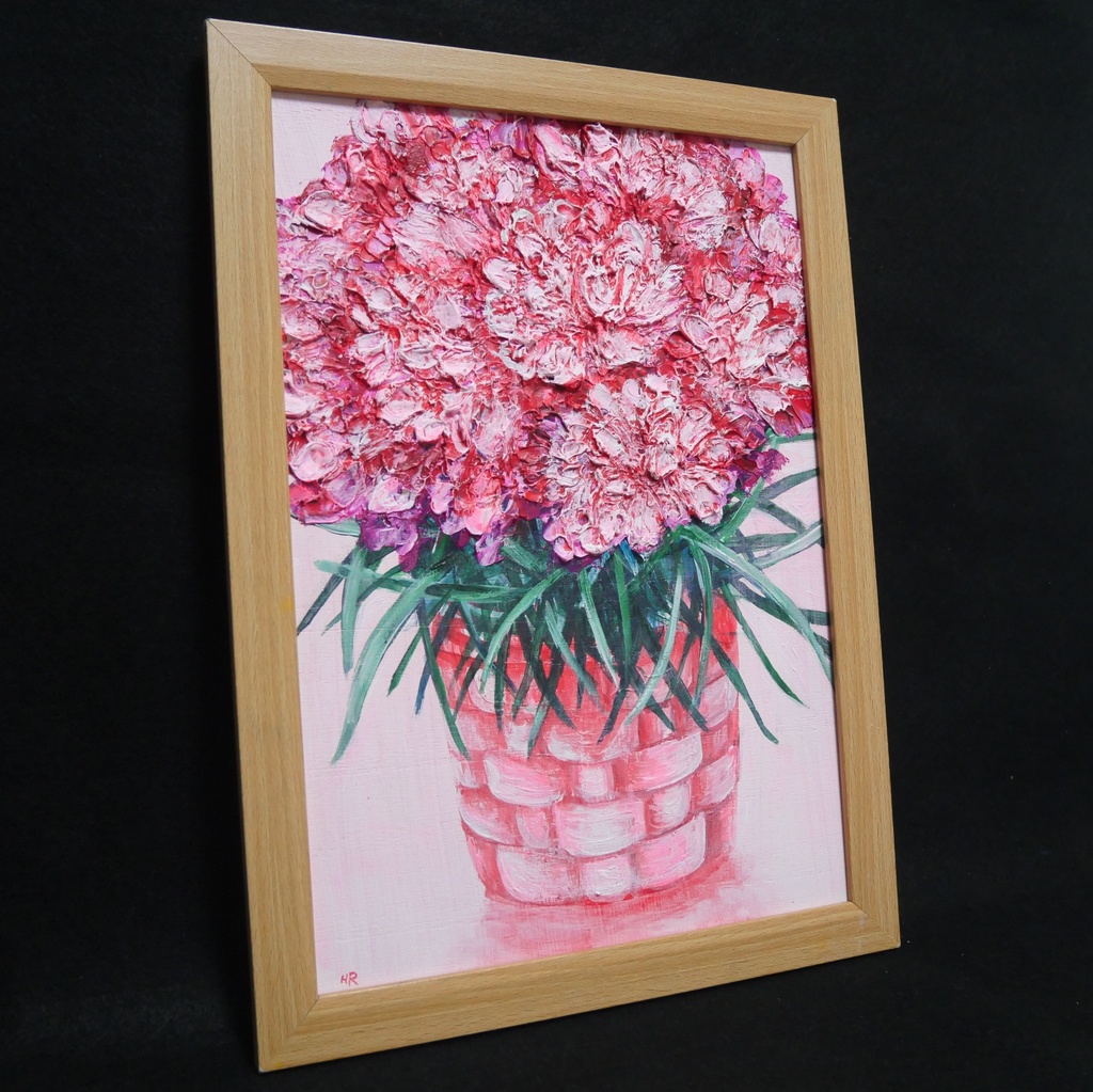 油絵 油彩 油彩画 絵 絵画【ピンクカーネーション】