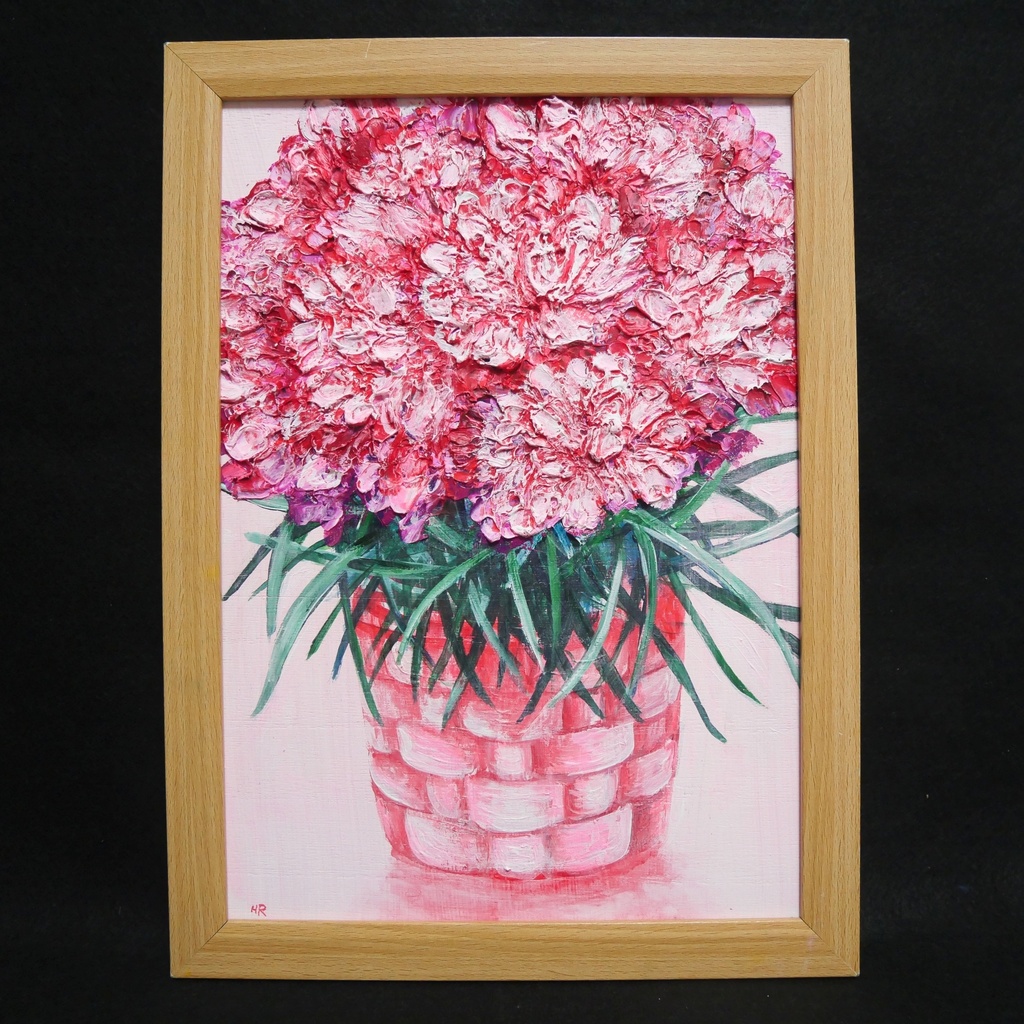 油絵 油彩 油彩画 絵 絵画【ピンクカーネーション】