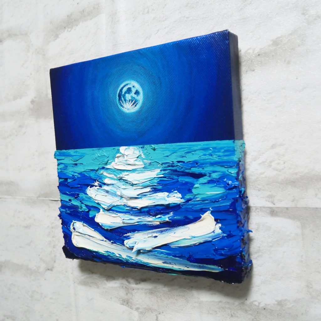 油絵 絵画 絵 油彩 アートパネル【スーパーブルームーン】