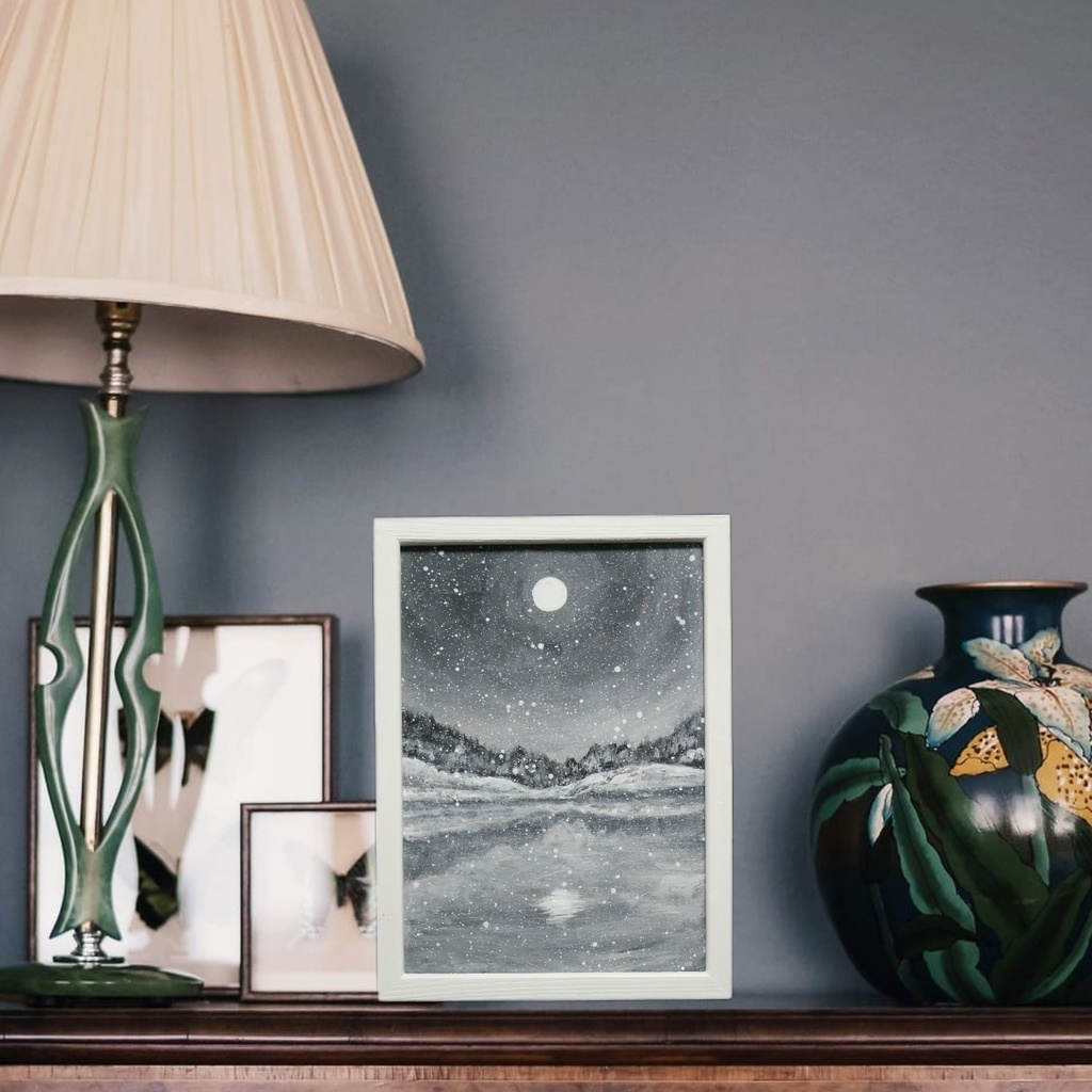 油絵 油彩 油彩画 絵画 【白黒の雪景色】