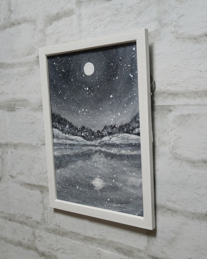 油絵 油彩 油彩画 絵画 【白黒の雪景色】