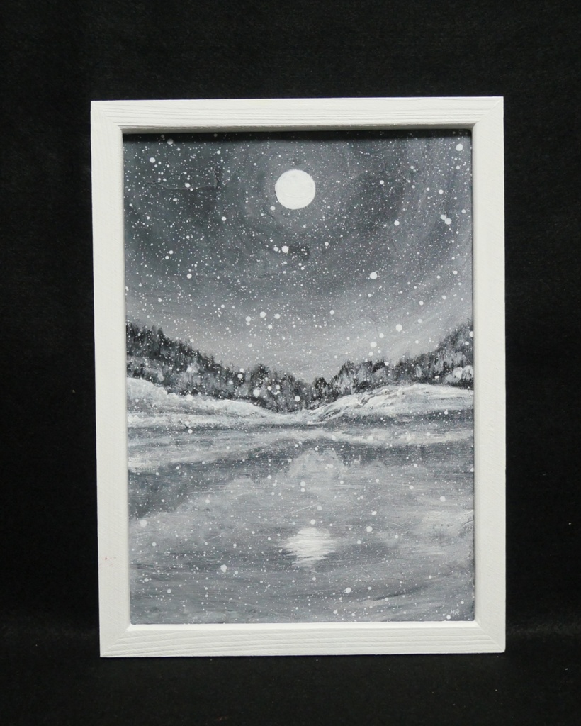 油絵 油彩 油彩画 絵画 【白黒の雪景色】