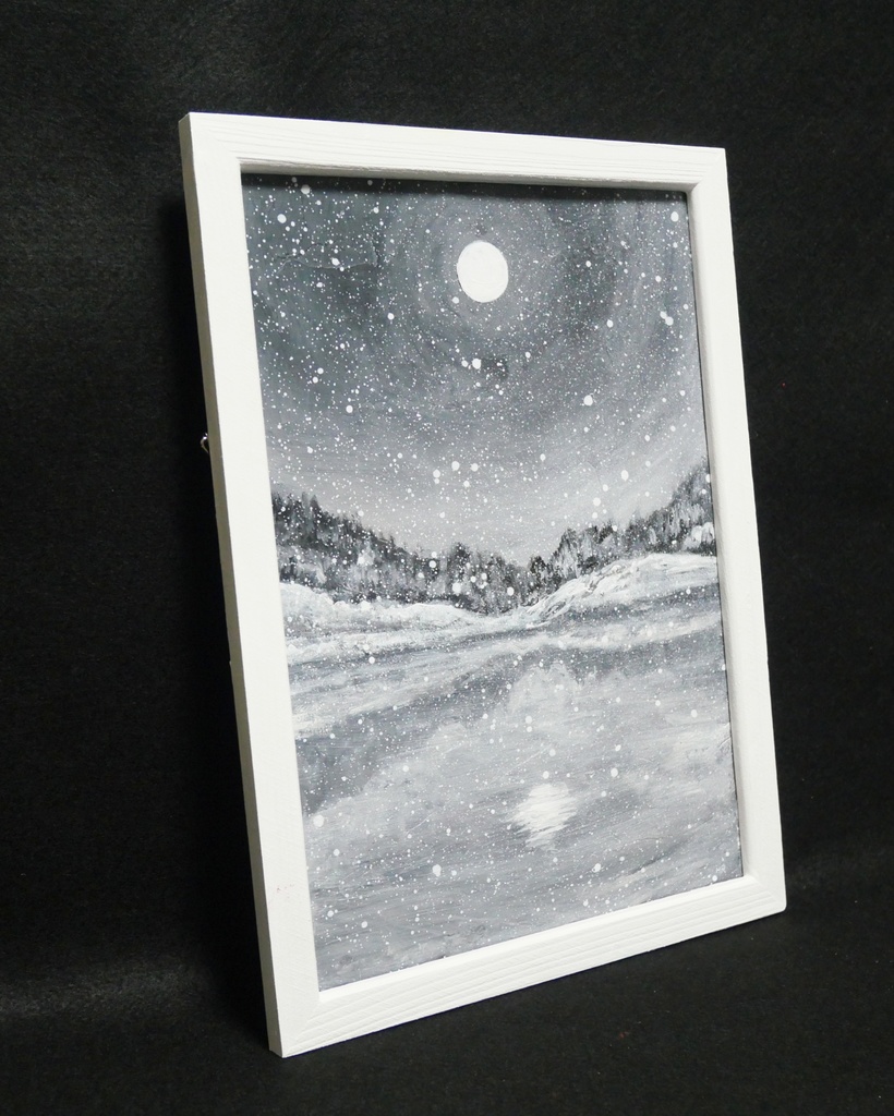油絵 油彩 油彩画 絵画 【白黒の雪景色】