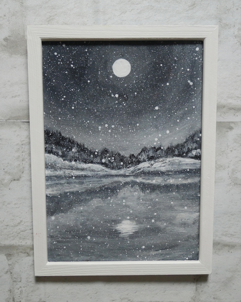 油絵 油彩 油彩画 絵画 【白黒の雪景色】
