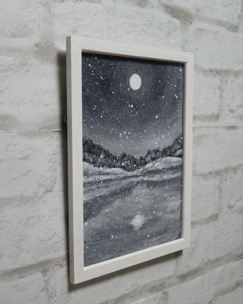 油絵 油彩 油彩画 絵画 【白黒の雪景色】