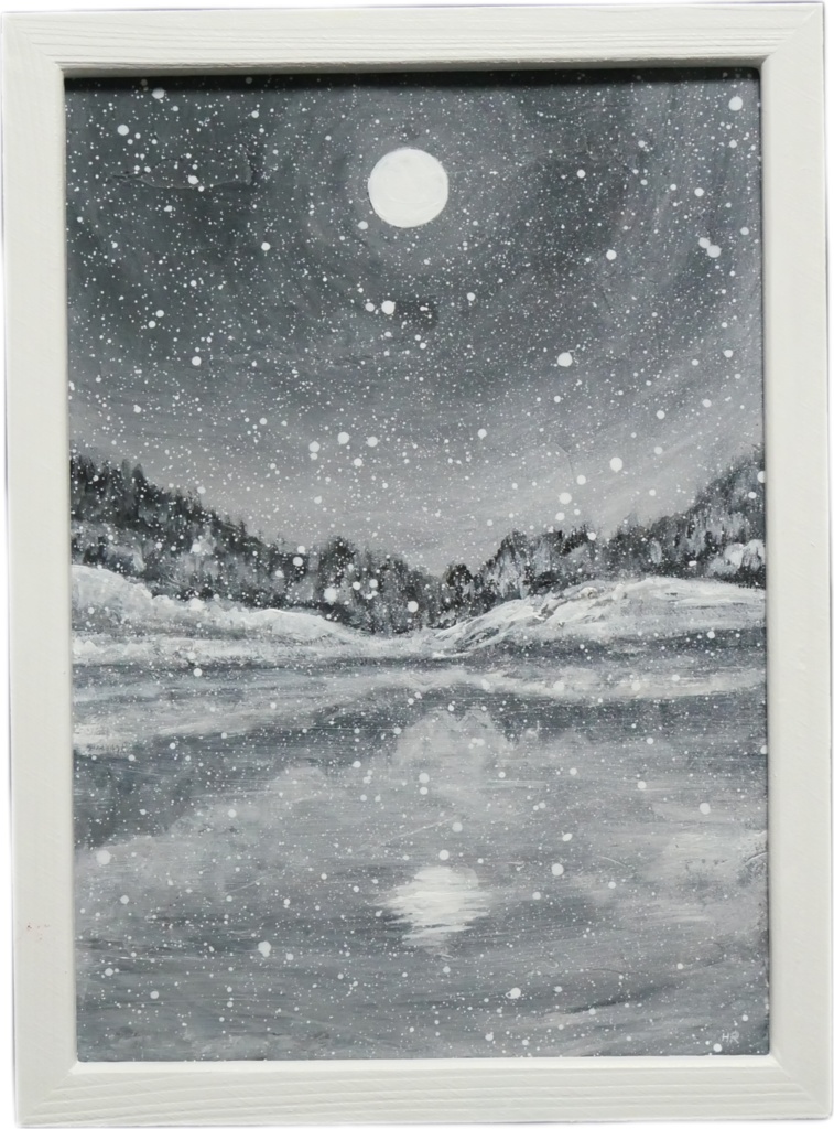 油絵 油彩 油彩画 絵画 【白黒の雪景色】