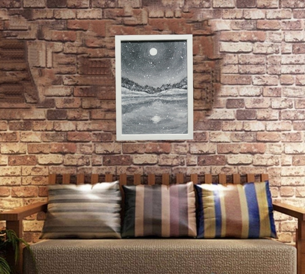 油絵 油彩 油彩画 絵画 【白黒の雪景色】