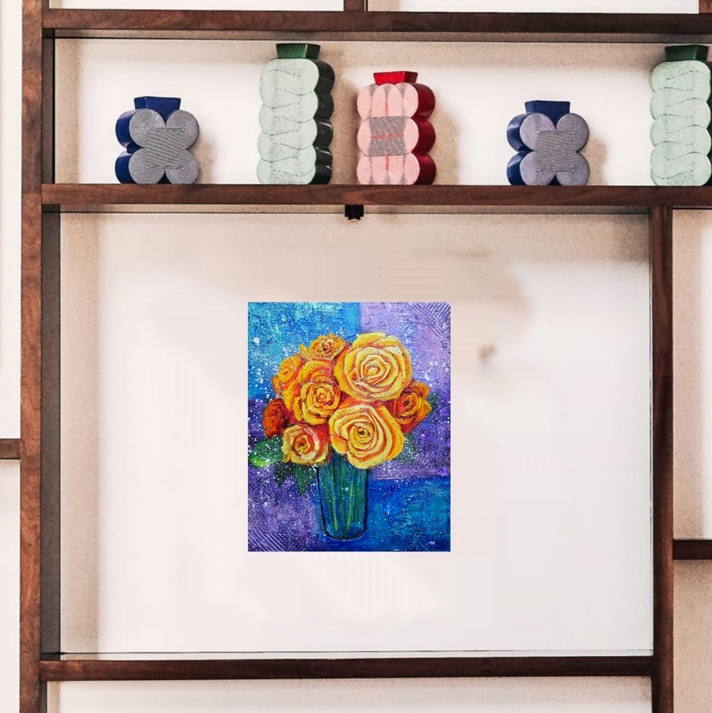 油絵 絵画 【黄色薔薇】