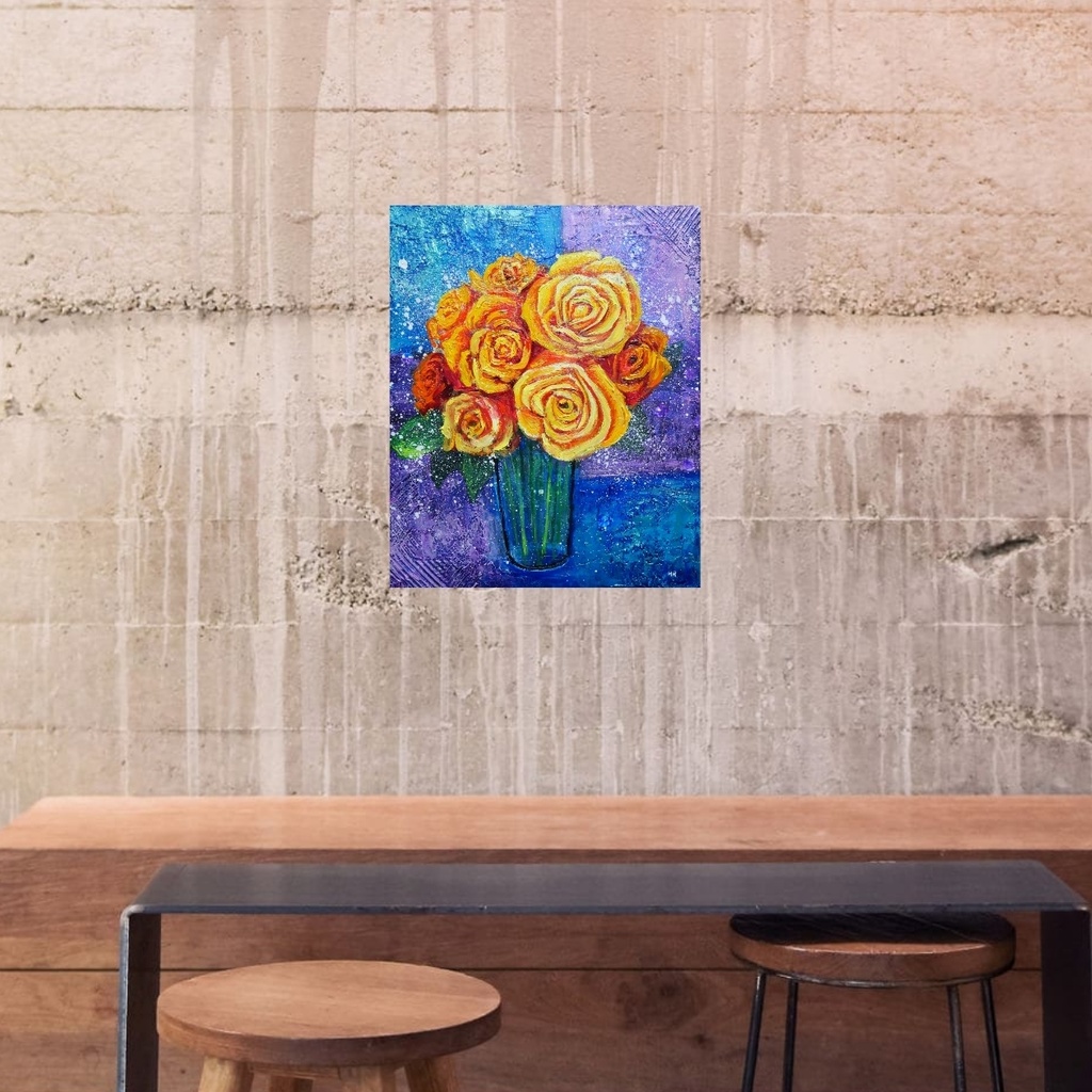 油絵 絵画 【黄色薔薇】