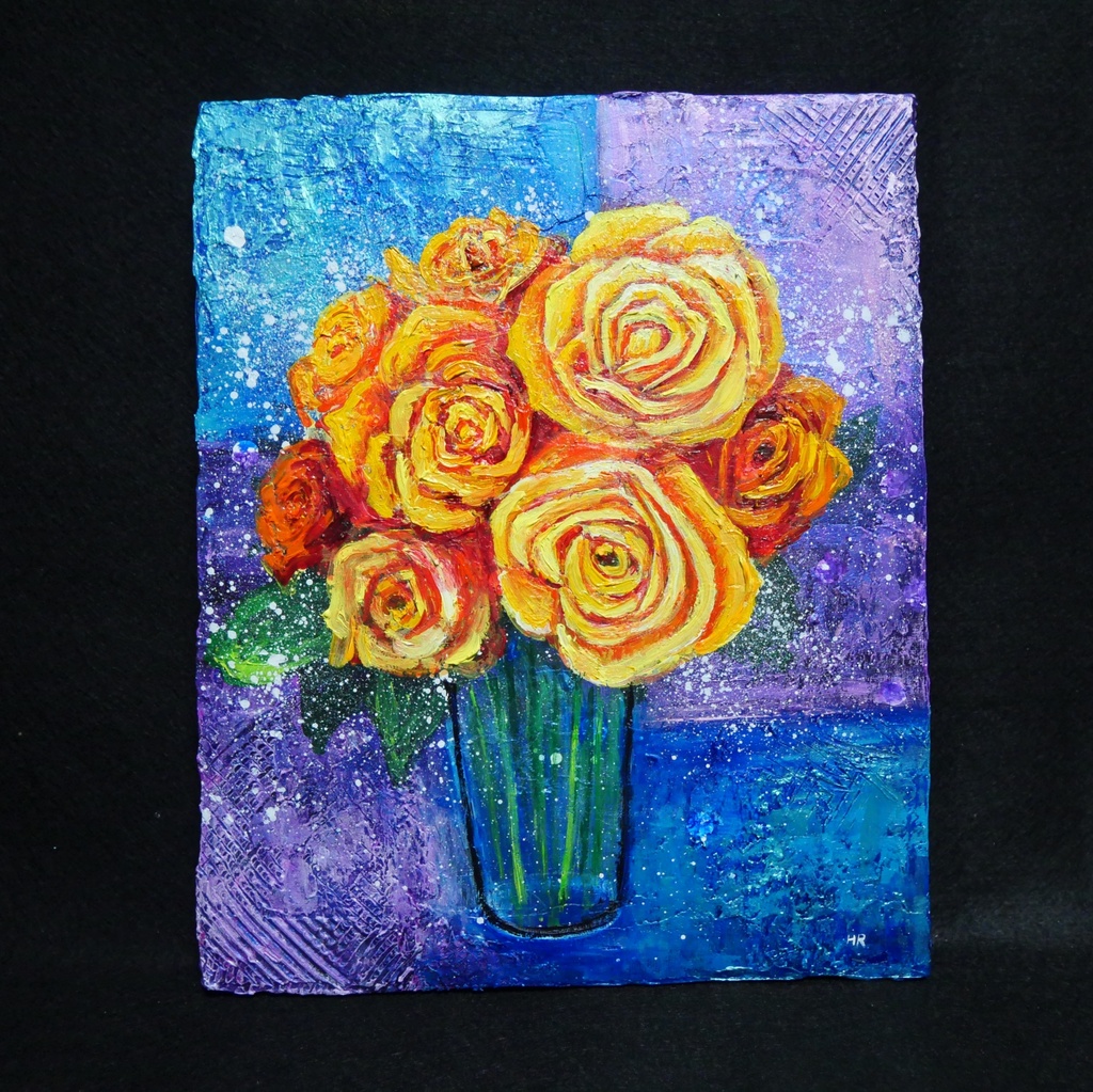 油絵 絵画 【黄色薔薇】