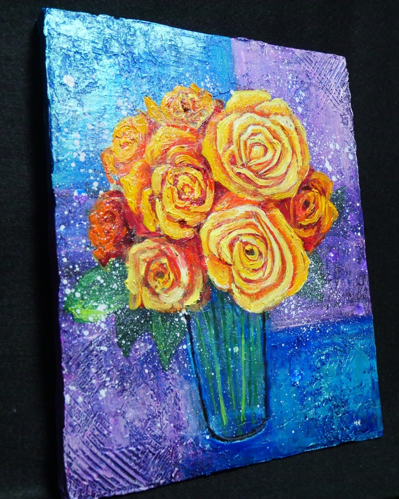 油絵 絵画 【黄色薔薇】