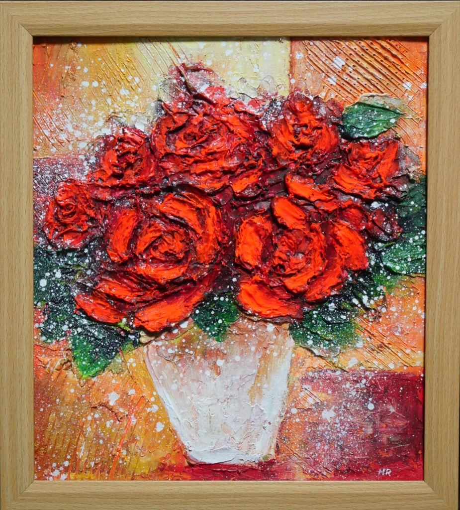 油絵 絵画 【赤い薔薇 】