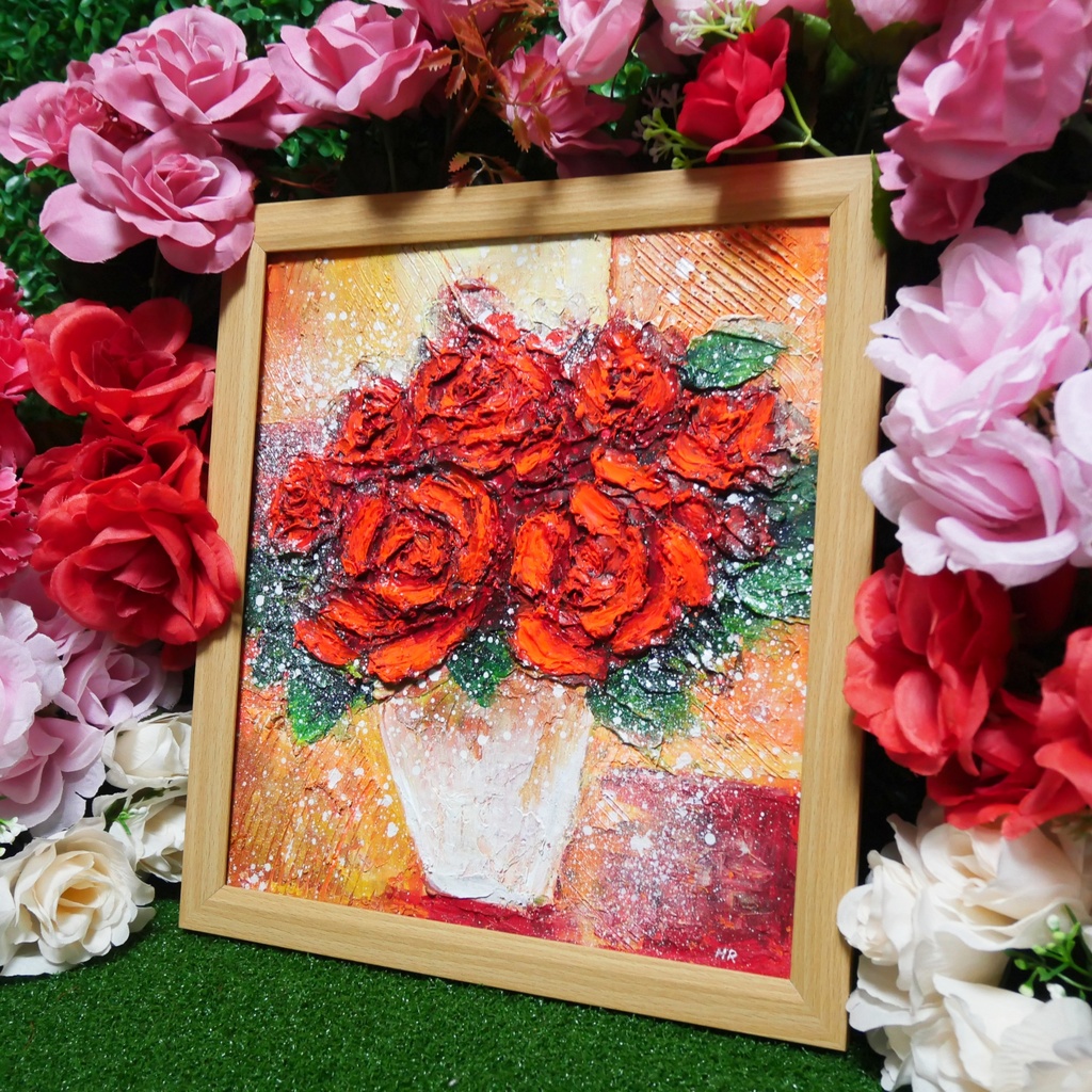 油絵 絵画 【赤い薔薇 】