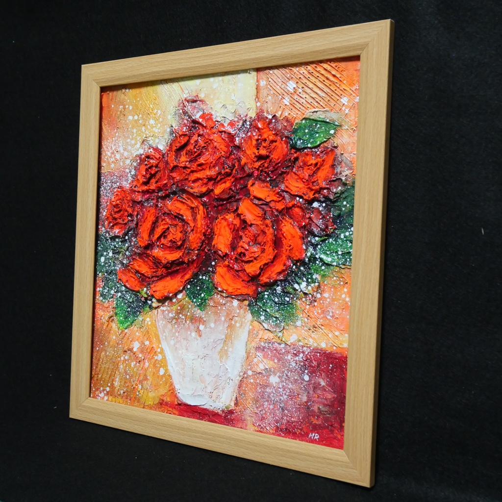 油絵 絵画 【赤い薔薇 】